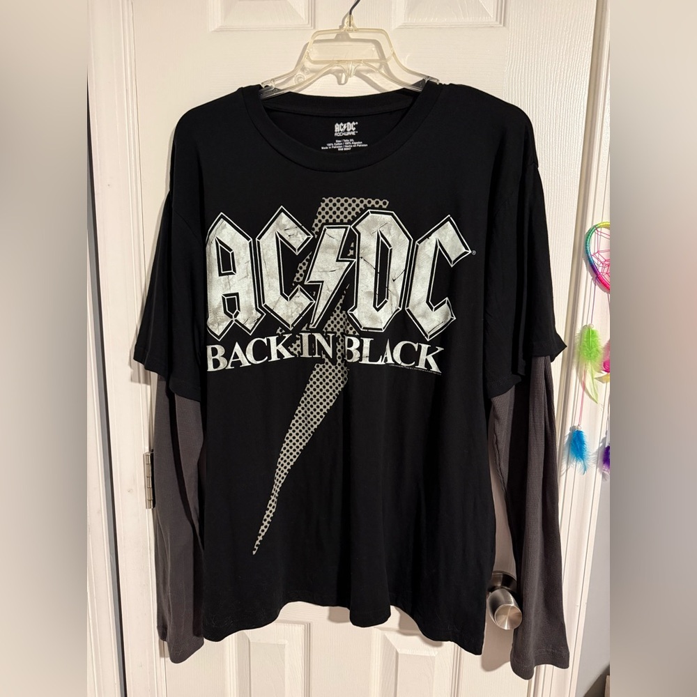 AC/DC Back in Black long-sleeve black & gray t-shirt. 2X
